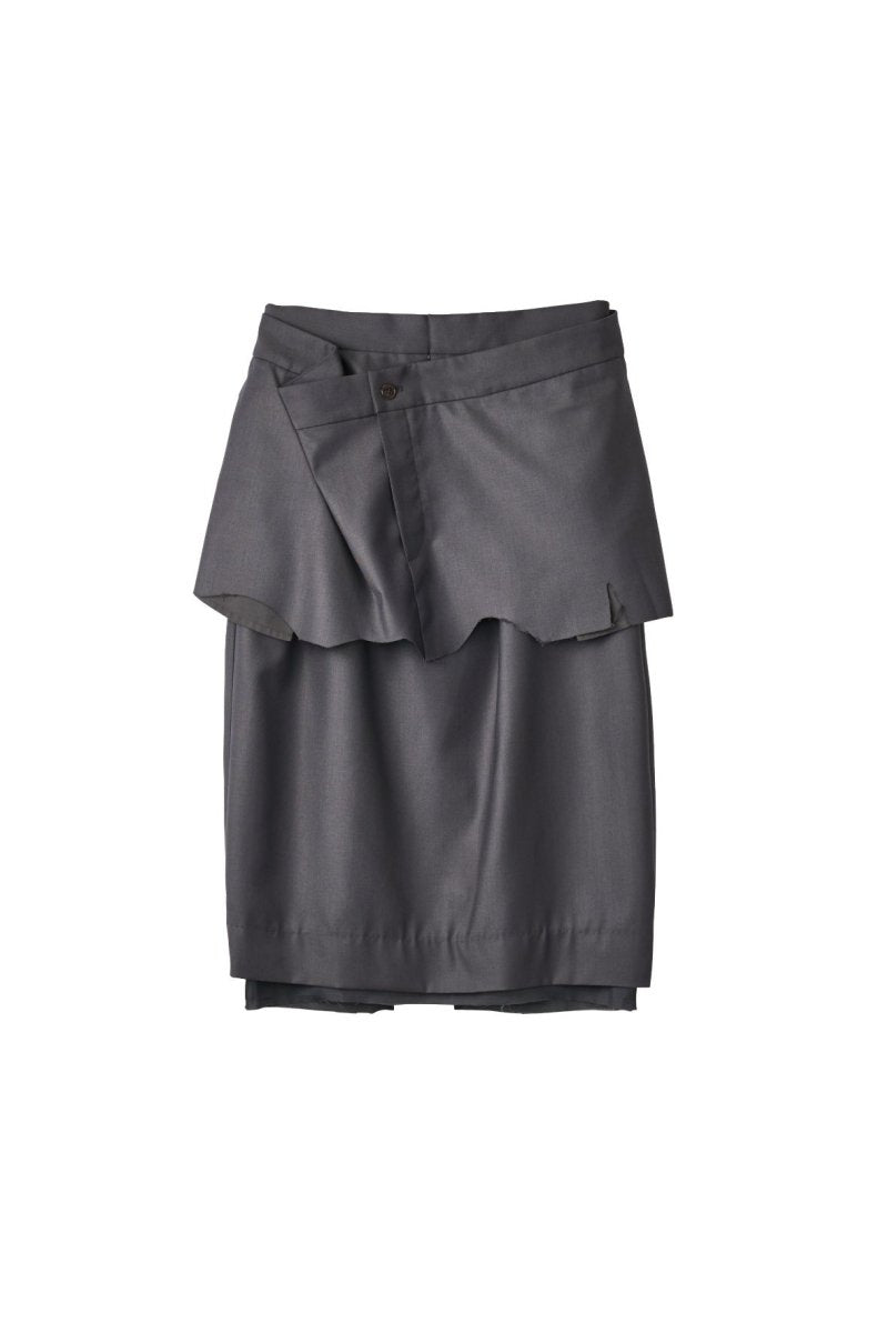 cut layered mid length skirt/gray - KNUTH MARF