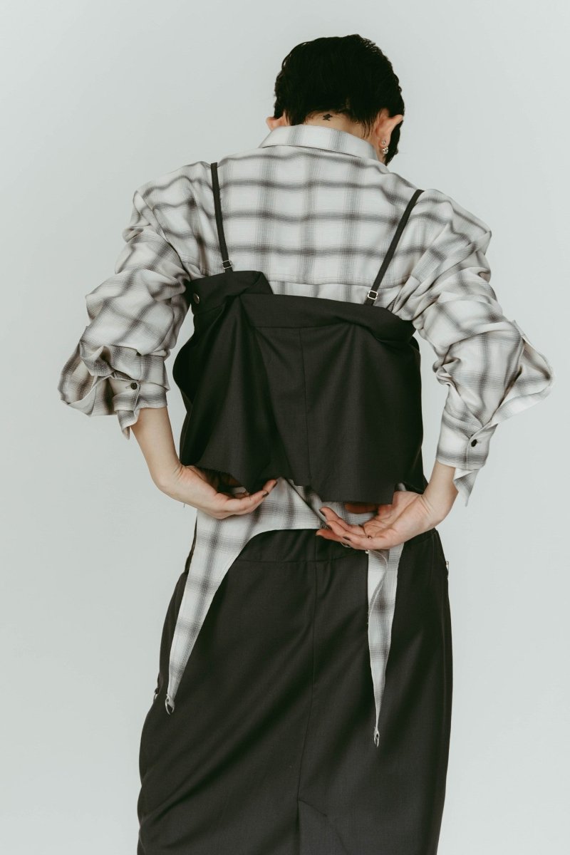 cut layered mid length skirt/gray - KNUTH MARF