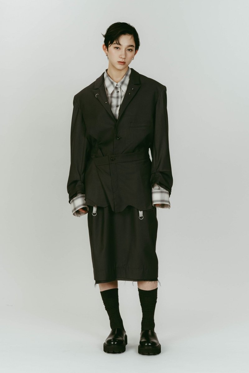 cut layered mid length skirt/gray - KNUTH MARF