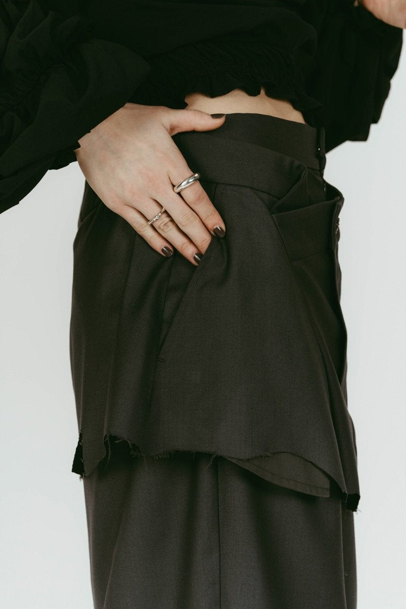 cut layered mid length skirt/gray - KNUTH MARF