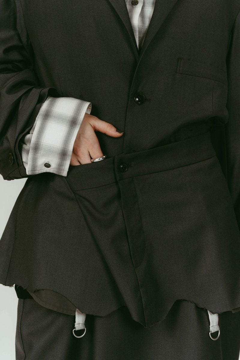 cut layered mid length skirt/gray - KNUTH MARF