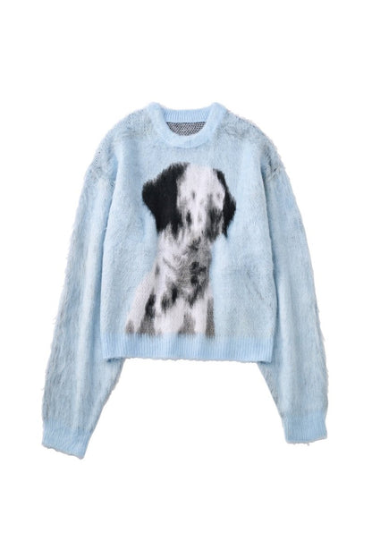 dalmatian shaggy knit(unisex)/blue - KNUTH MARF