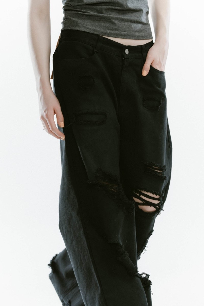 damage denim pants/blackblack - KNUTH MARF