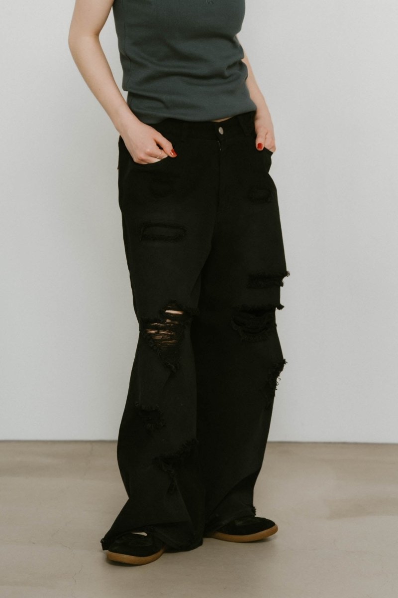 damage denim pants/blackblack - KNUTH MARF
