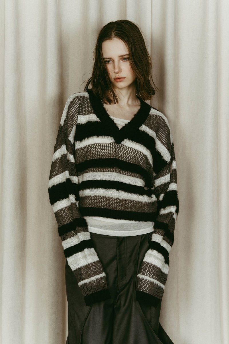 新品タグ付き Thick Border ボートネック Knit GB0226/KNT05 : Random Border Summer Knit / ランダムボーダーサマー