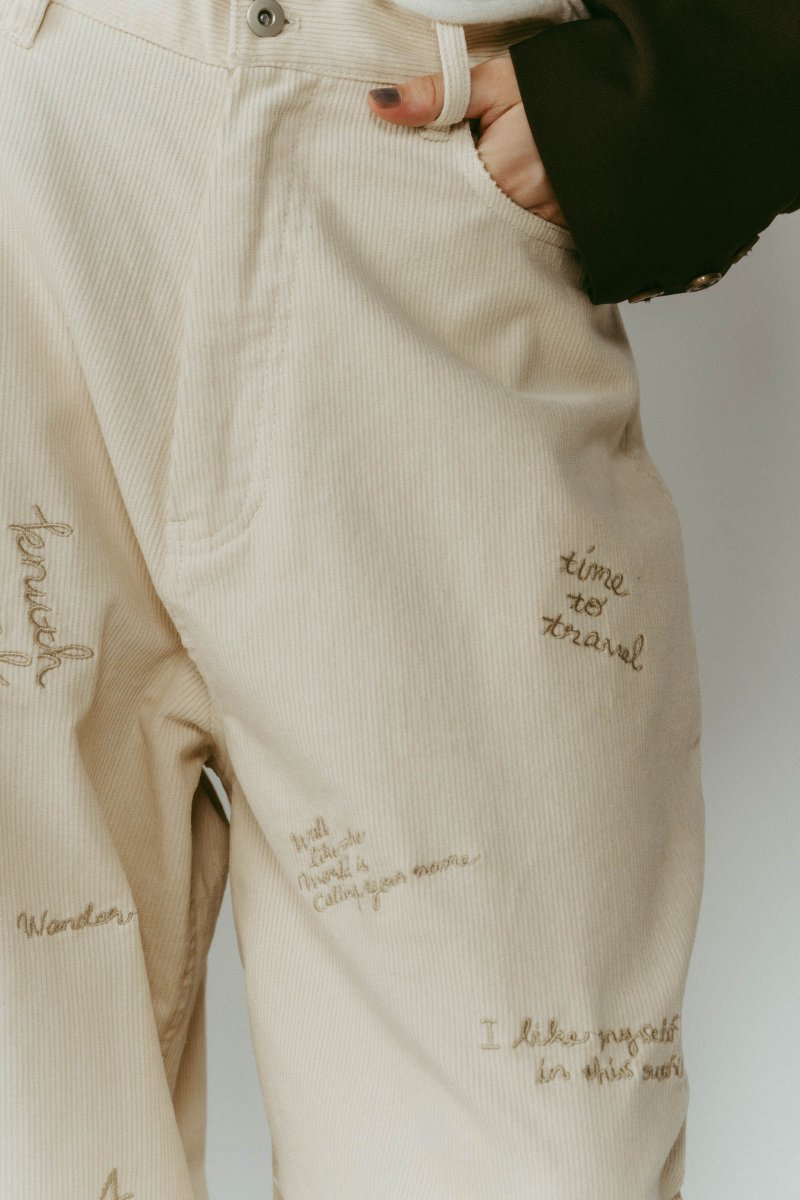 embroidered corduroy pants(unisex)/3color - KNUTH MARF