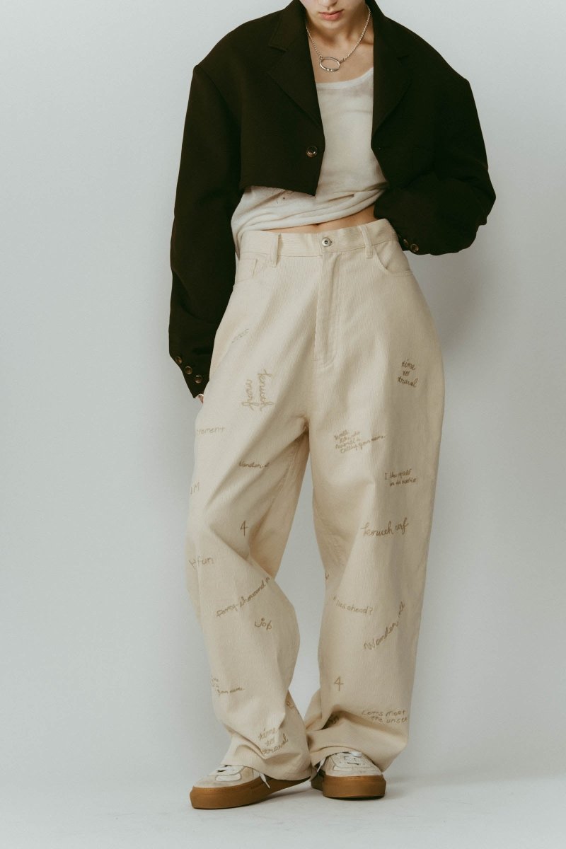 embroidered corduroy pants(unisex)/3color