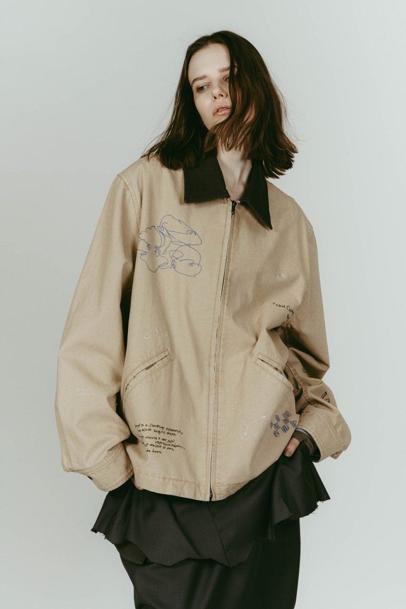 embroidered jacket(unisex)/beige - KNUTH MARF