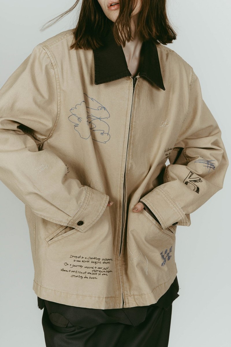 embroidered jacket(unisex)/beige - KNUTH MARF
