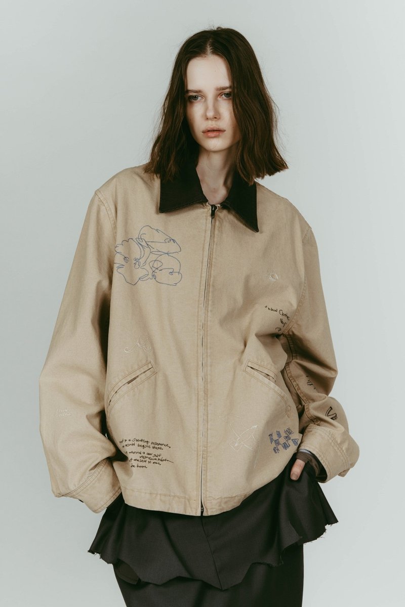 embroidered jacket(unisex)/beige - KNUTH MARF