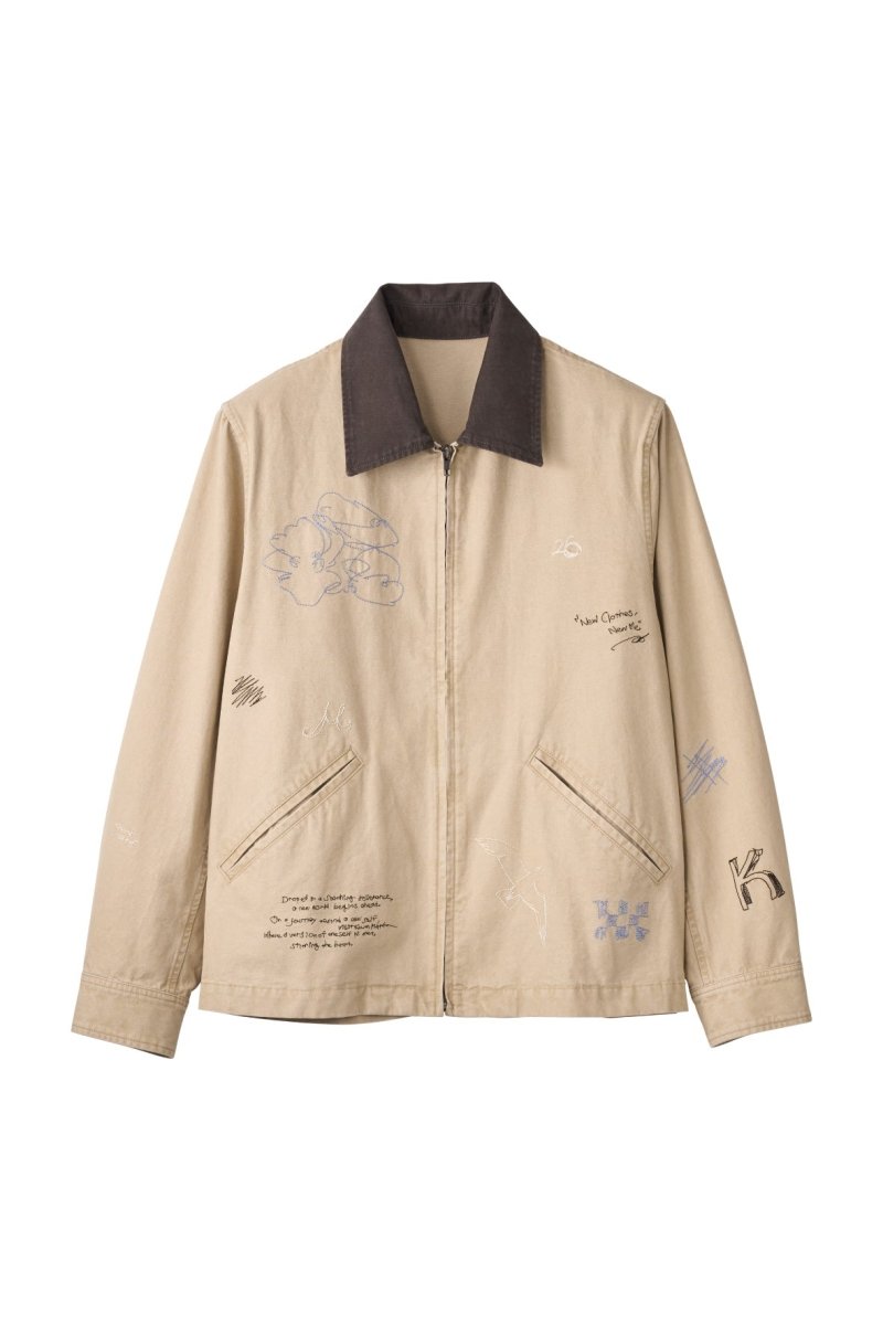 embroidered jacket(unisex)/beige