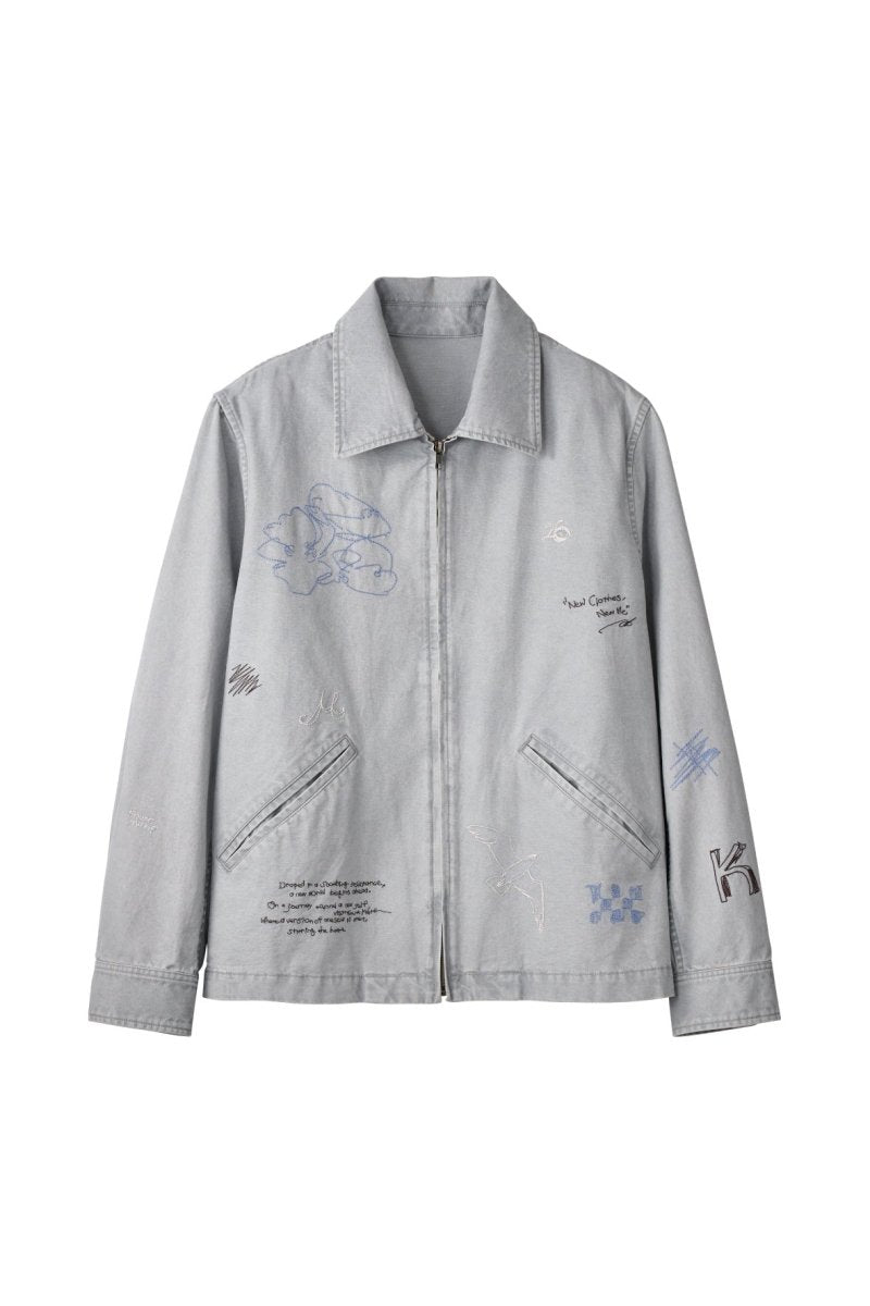 embroidered jacket(unisex)/blue