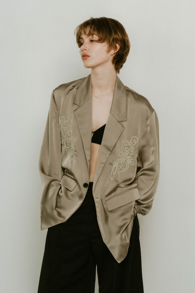 embroidered satin jacket/3color - KNUTH MARF