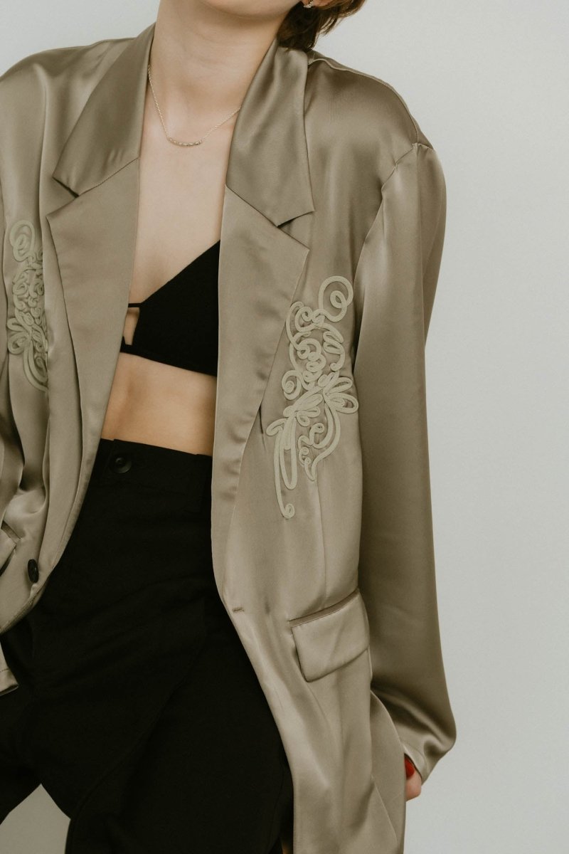 embroidered satin jacket/3color - KNUTH MARF