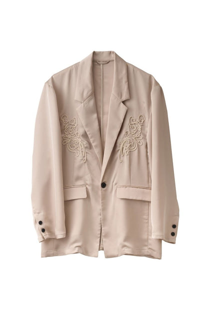 embroidered satin jacket/ivory - KNUTH MARF