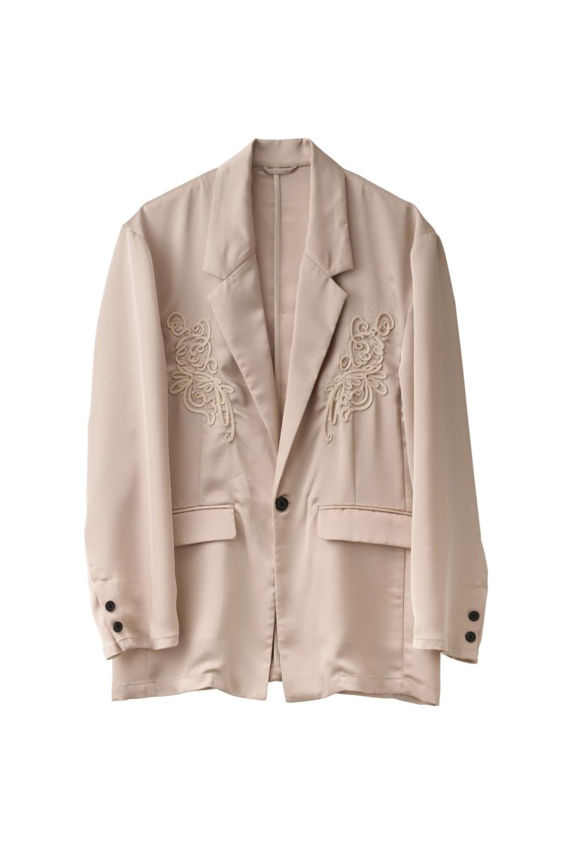 embroidered satin jacket/ivory