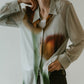 flower print sheer shirt/blue - KNUTH MARF