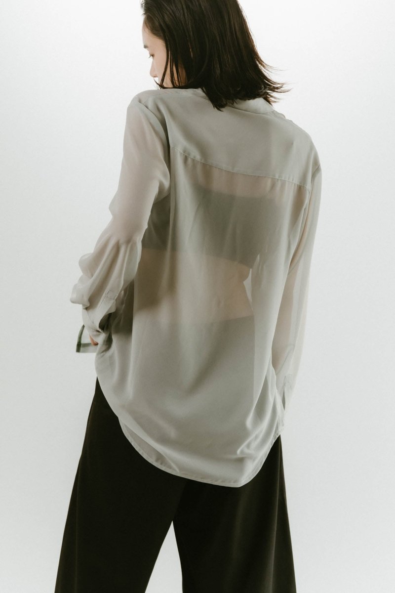 flower print sheer shirt/blue - KNUTH MARF