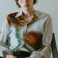 flower print sheer shirt/blue - KNUTH MARF