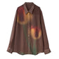 flower print sheer shirt/brown - KNUTH MARF