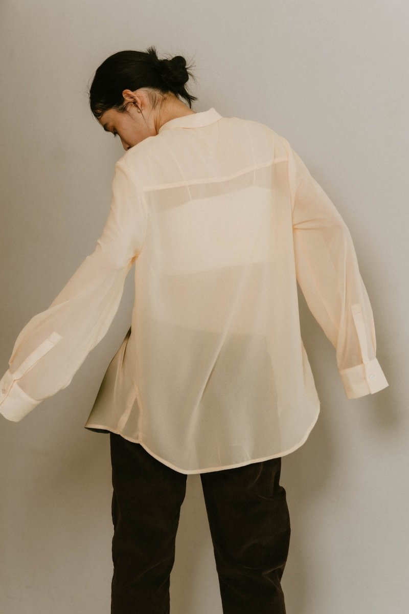 flower print sheer shirt/yellow - KNUTH MARF