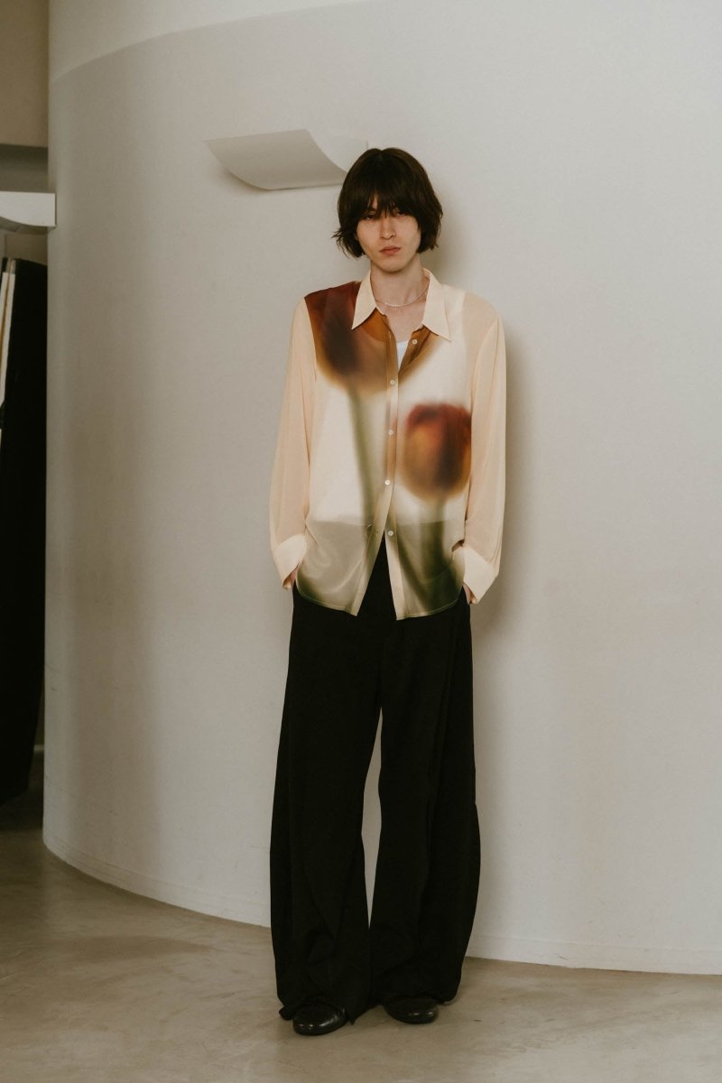 flower print sheer shirt/yellow - KNUTH MARF