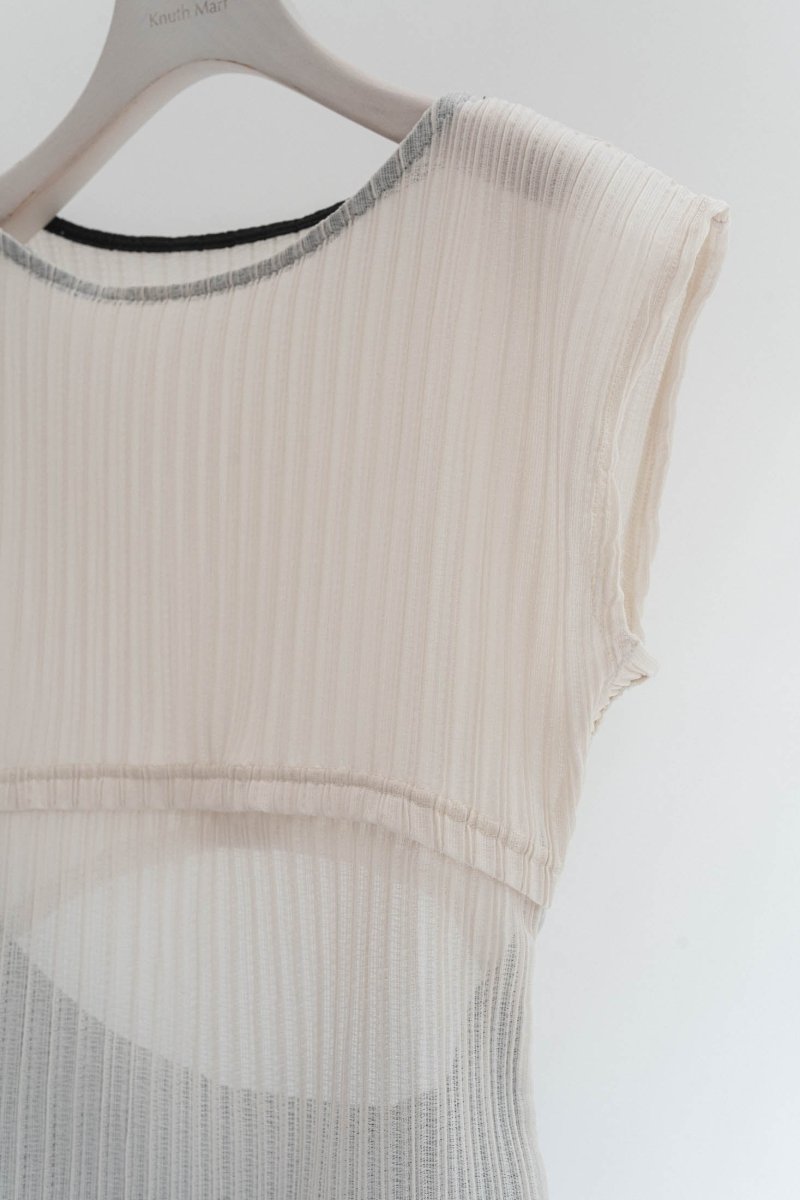 french sleeve ribbed tops/2color - KNUTH MARF
