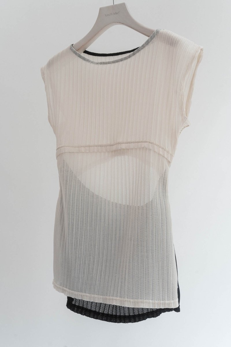 french sleeve ribbed tops/2color - KNUTH MARF