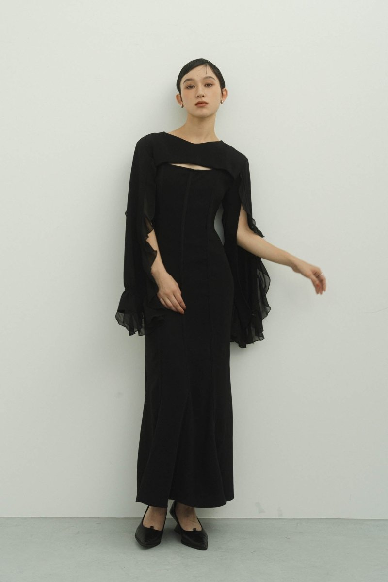 frill sleeves one piece/black - KNUTH MARF