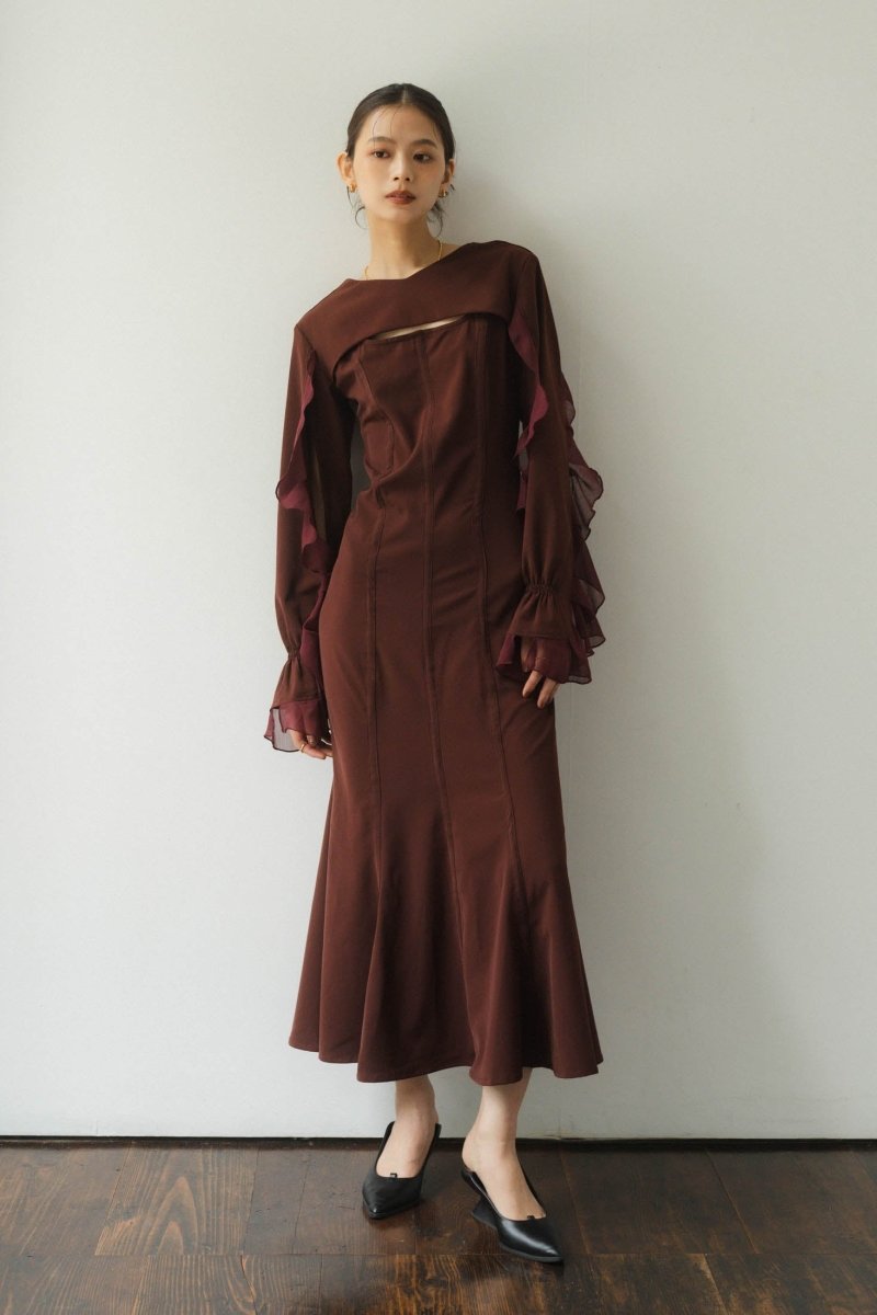 frill sleeves one piece/bordeaux