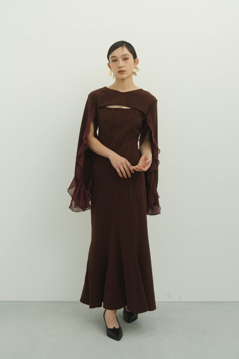 frill sleeves one piece/bordeaux - KNUTH MARF