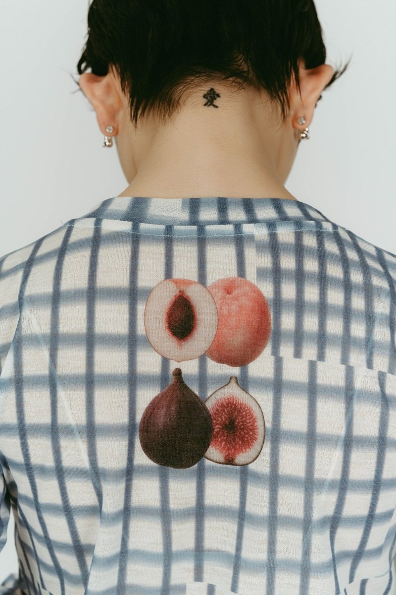 fruit - check print knit/blue - KNUTH MARF