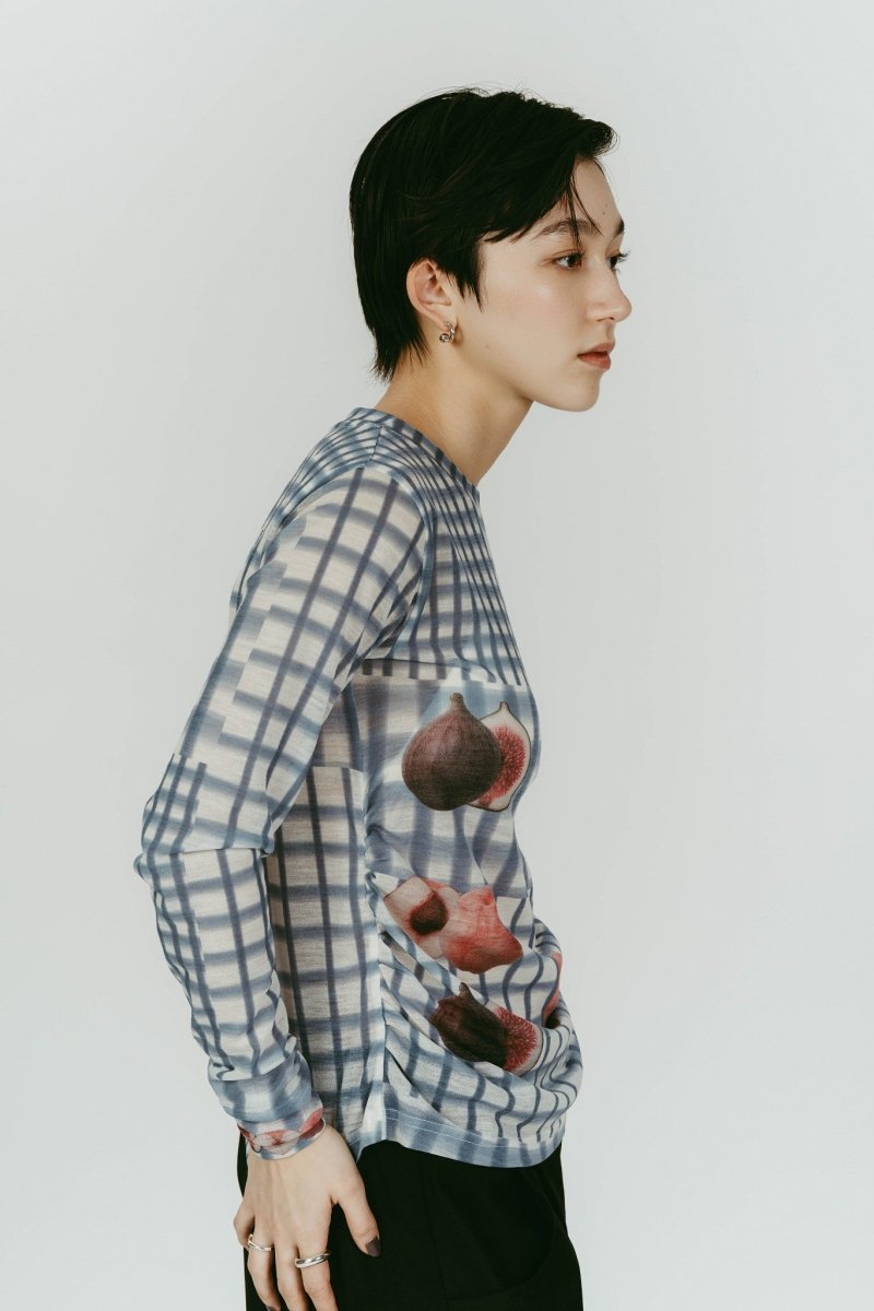 fruit - check print knit/blue - KNUTH MARF