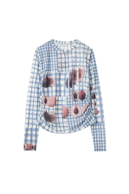 fruit - check print knit/blue - KNUTH MARF
