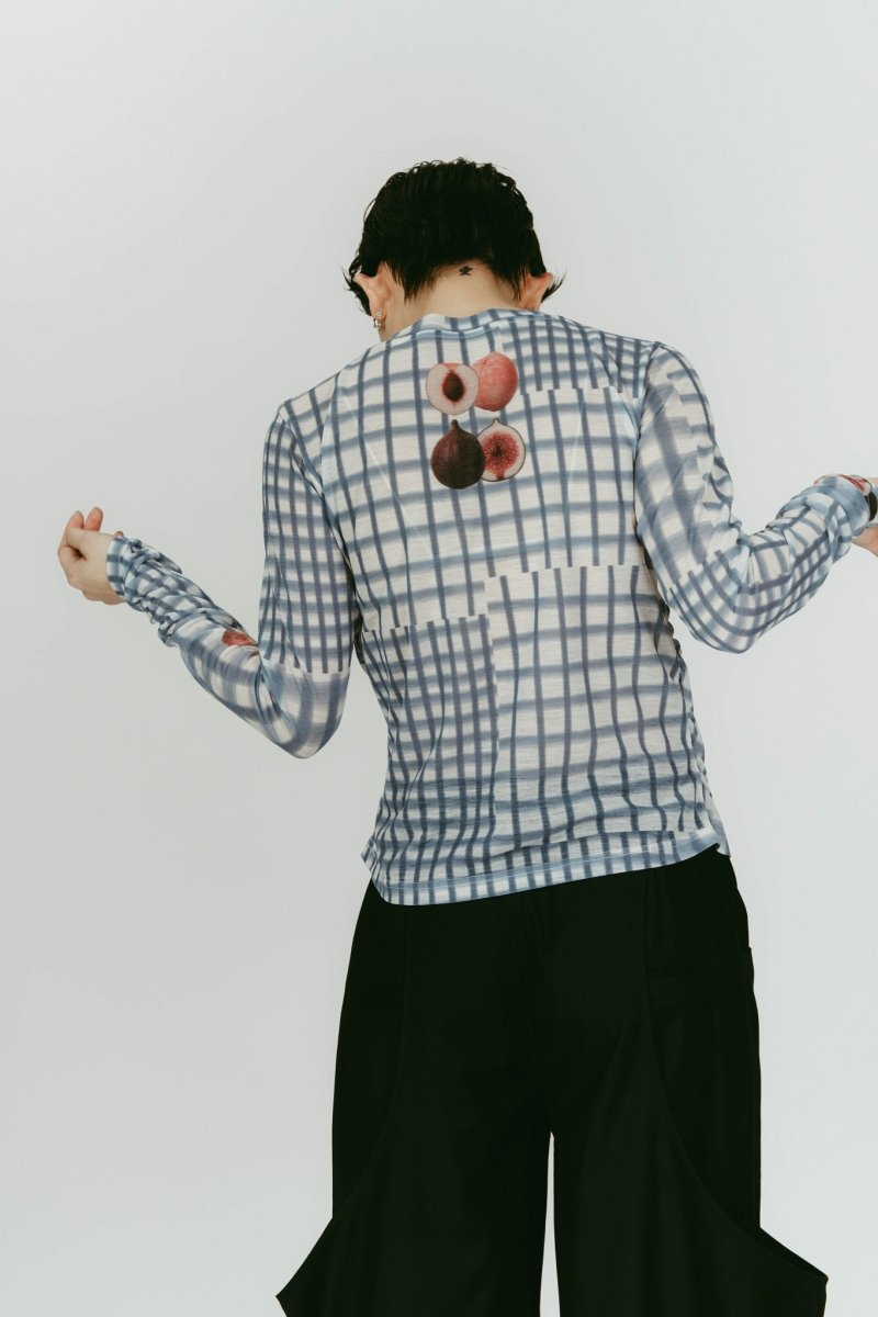 fruit - check print knit/blue - KNUTH MARF