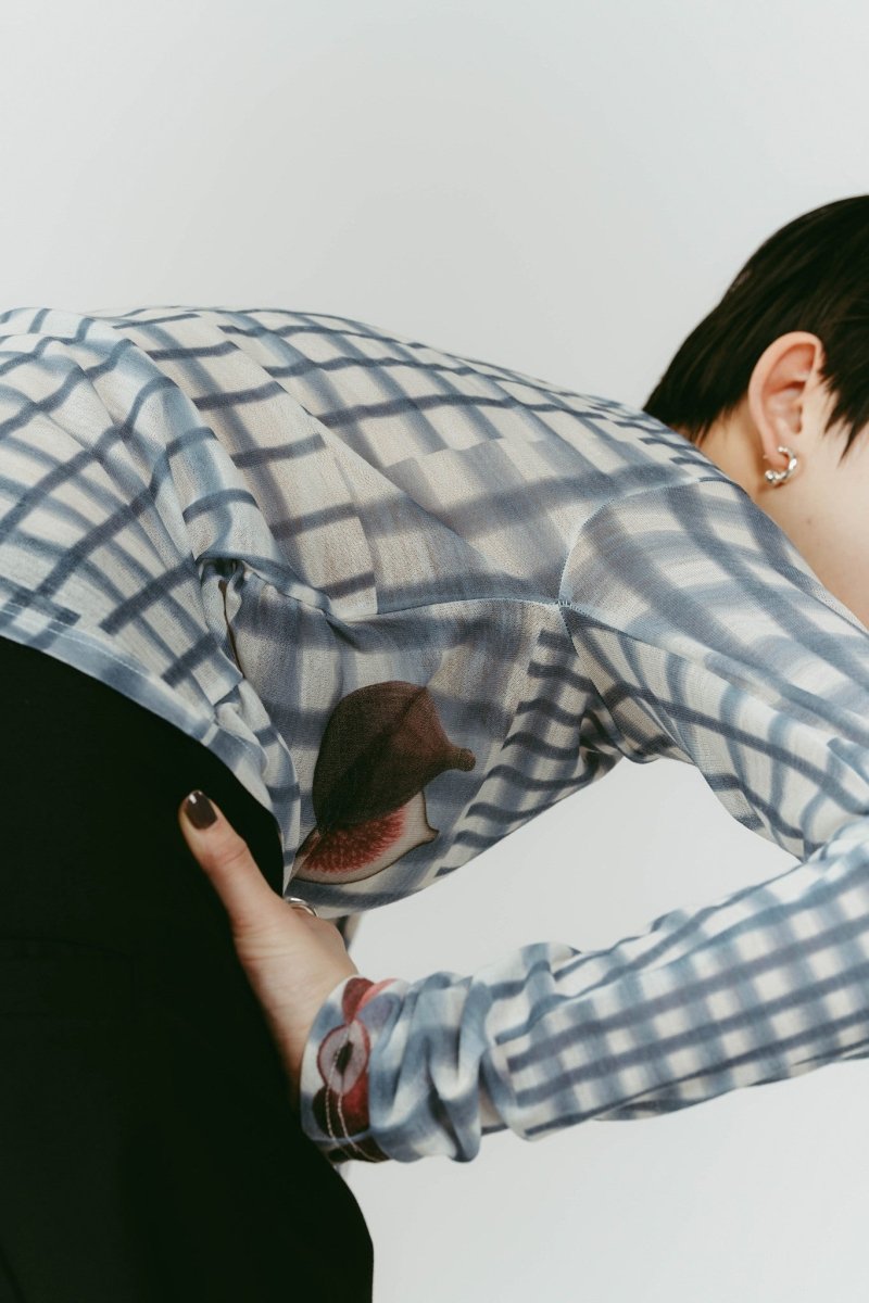 fruit - check print knit/blue - KNUTH MARF