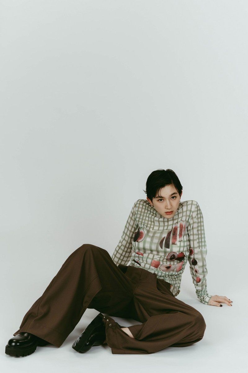 Knuth Marf チェック柄ニット fruit-check print knit/green | KNUTH MARF