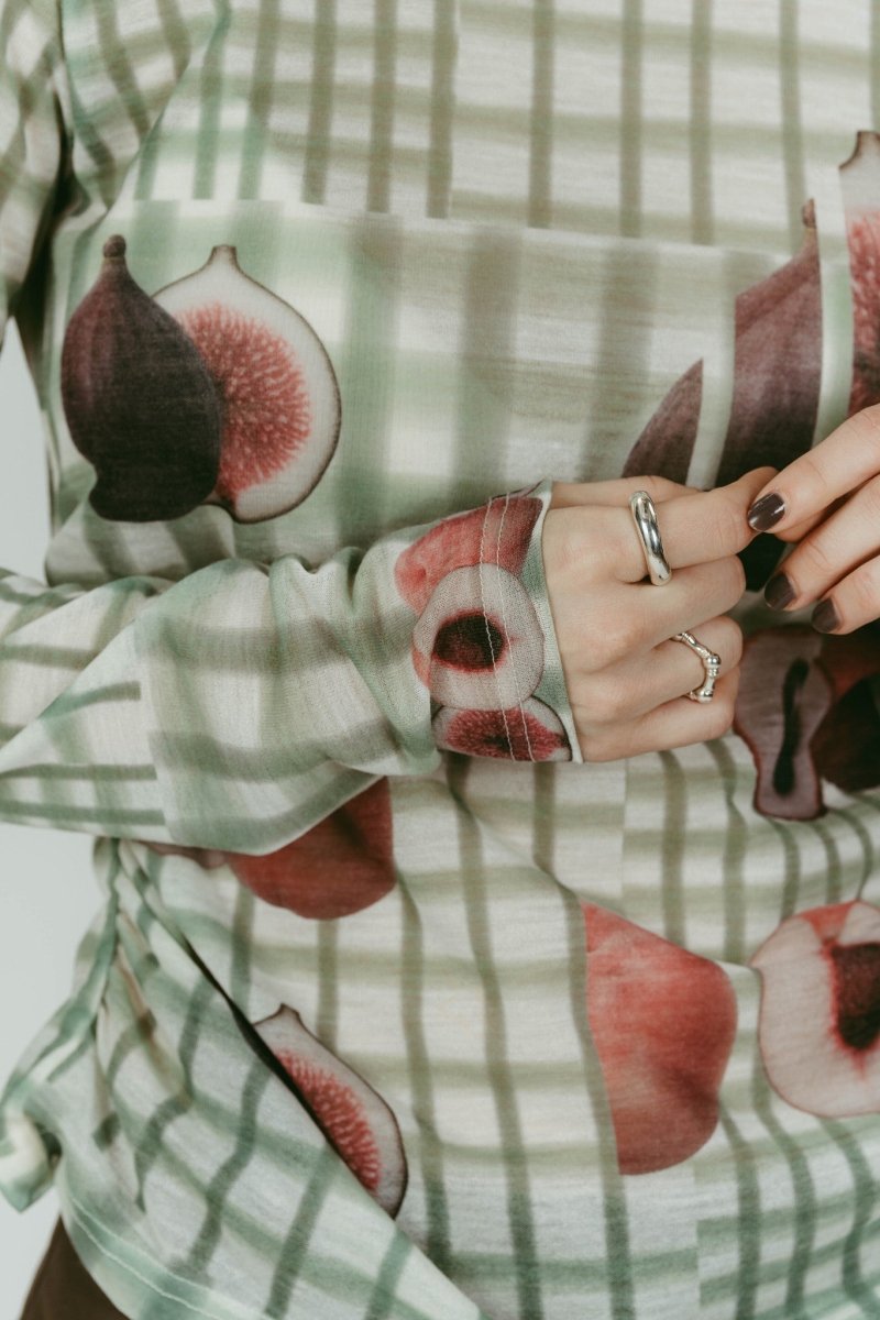 fruit-check print knit/green | KNUTH MARF
