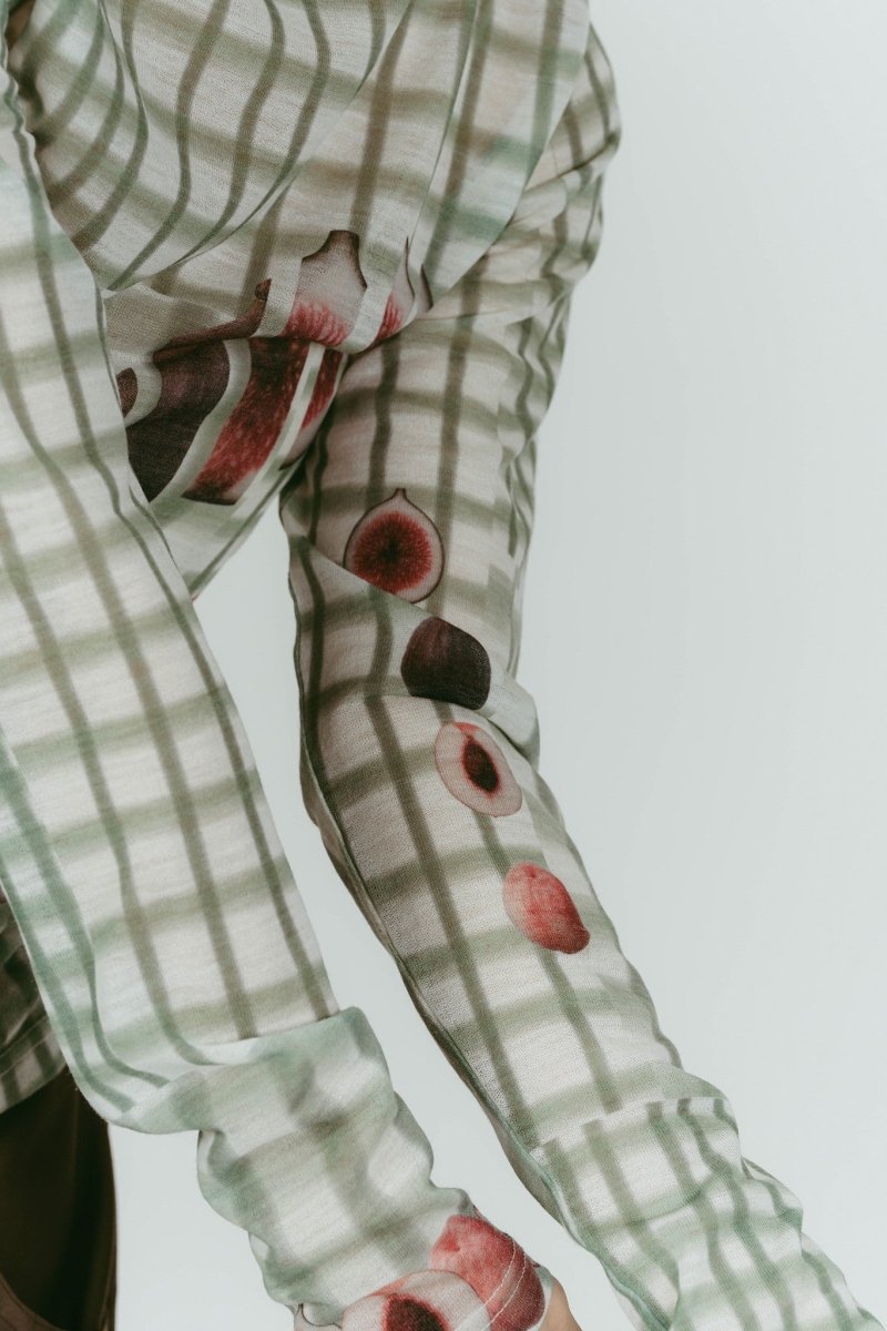 knuth marf クヌースマーフfruit-check print knit fruit-check print knit/green | KNUTH MARF