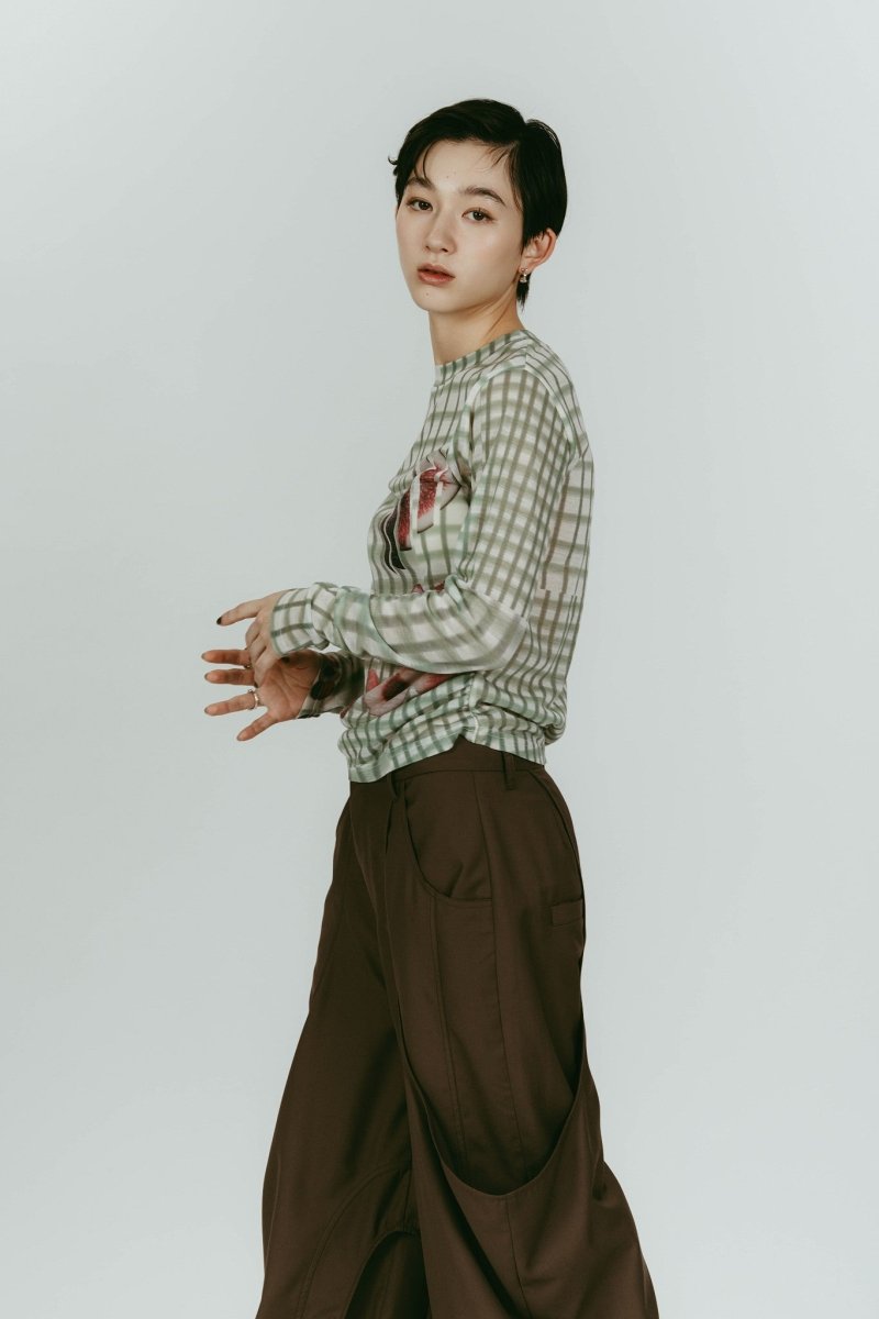 fruit-check print knit/green | KNUTH MARF