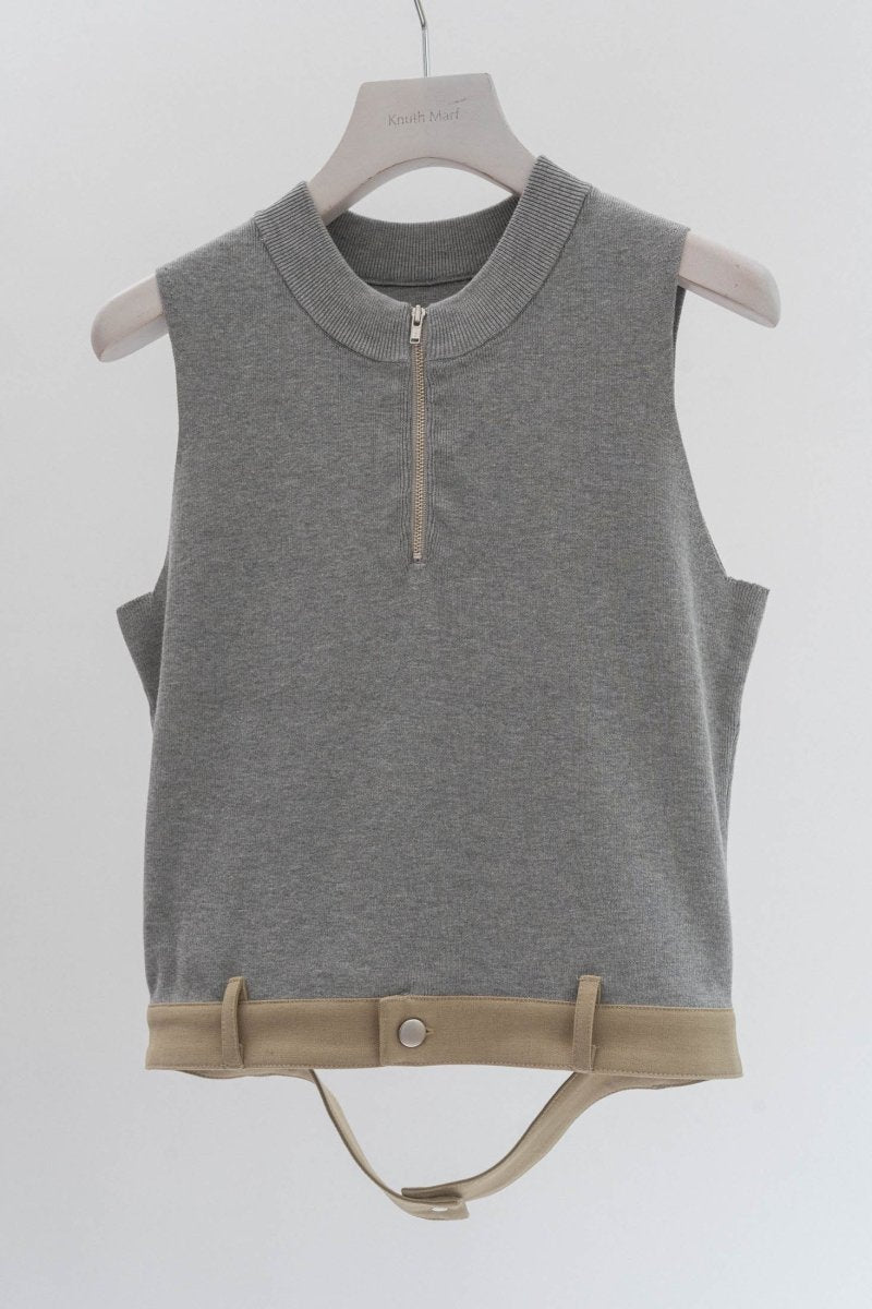 half zip knit tank top/2color - KNUTH MARF