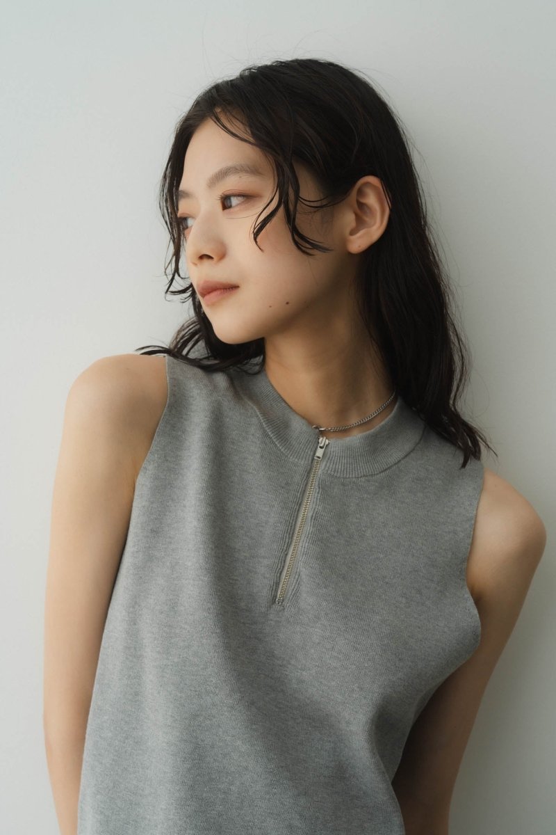 half zip knit tank top/2color - KNUTH MARF