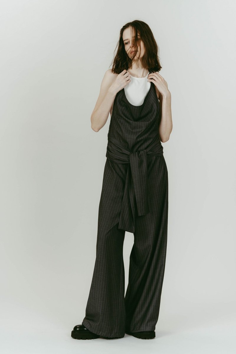 knuth marf サテンオールインワン halter neck all in one/gray | KNUTH MARF