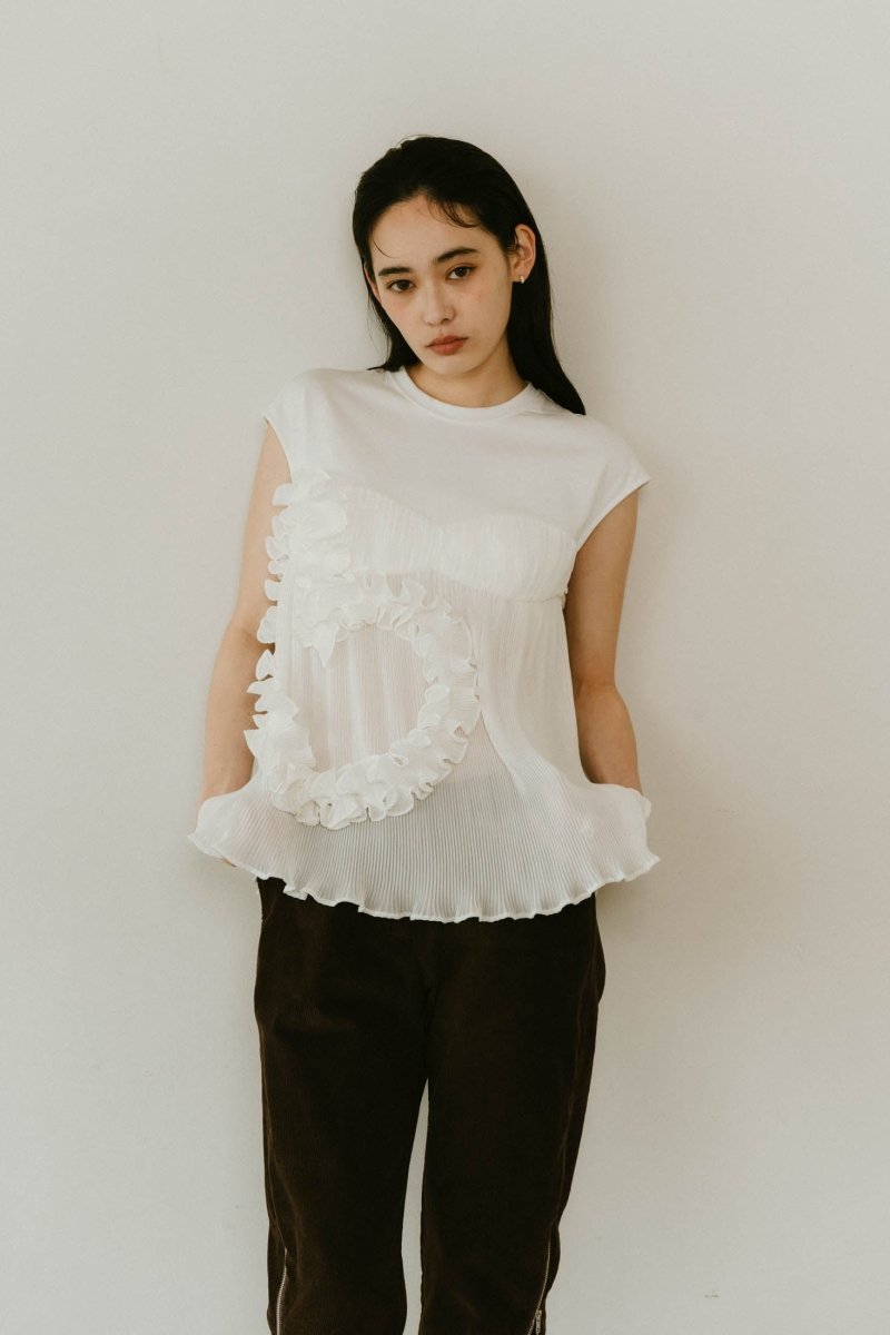 heart motif tulle tops/2color - KNUTH MARF
