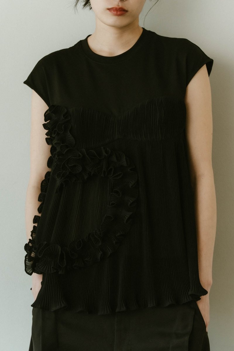 heart motif tulle tops/2color - KNUTH MARF