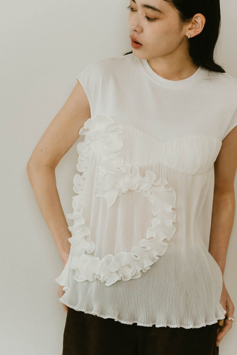 heart motif tulle tops/2color - KNUTH MARF
