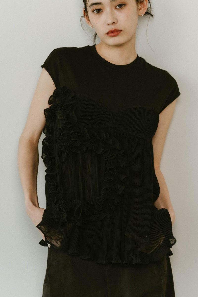 heart motif tulle tops/2color - KNUTH MARF