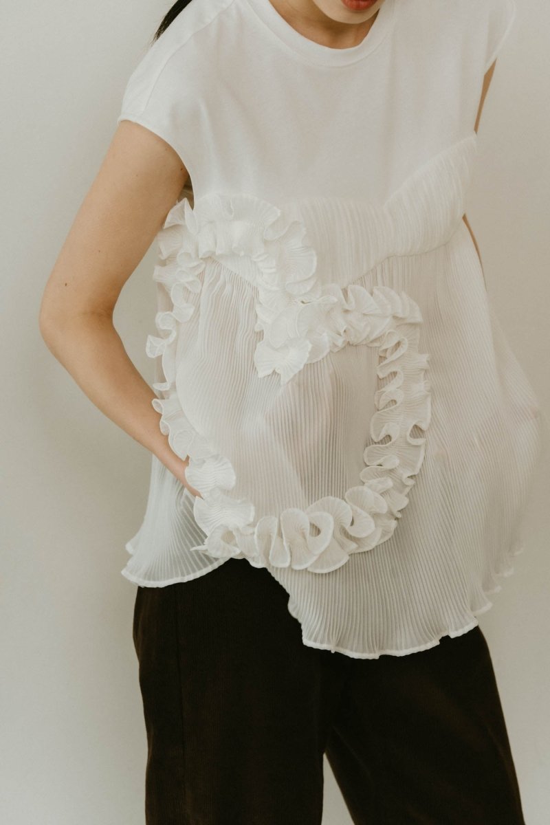 heart motif tulle tops/2color - KNUTH MARF