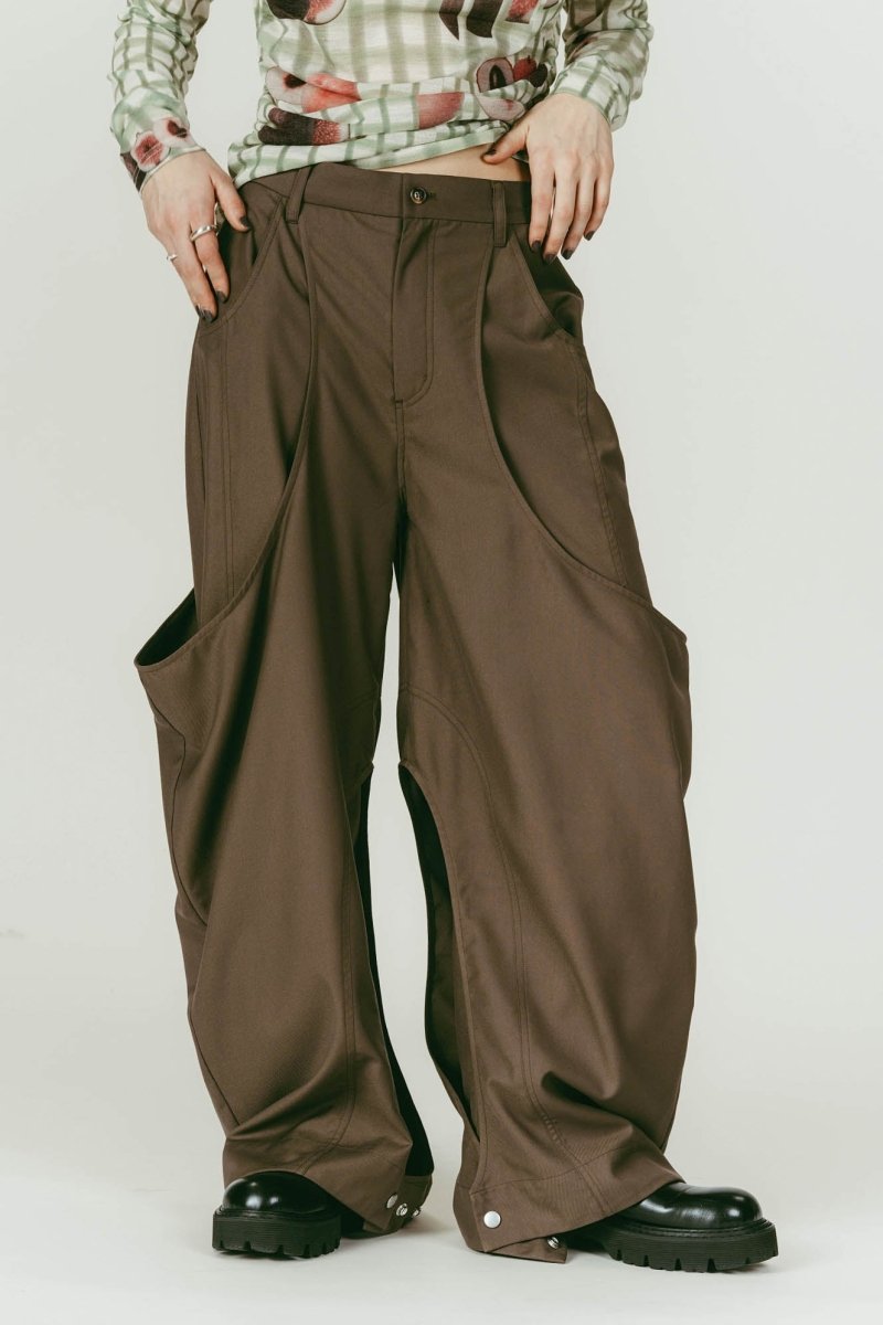 high-boot detail pants(unisex)/brown