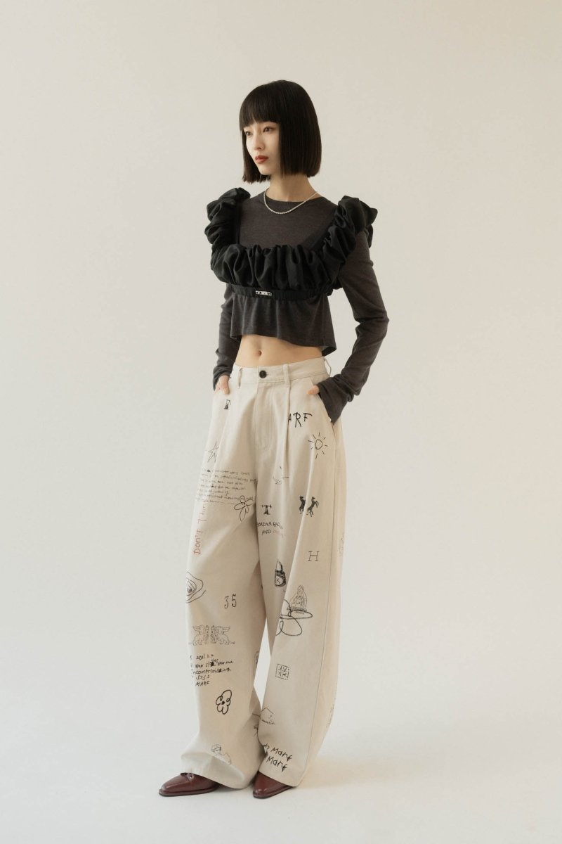 high waist tattoo pants(KotokaIzumi collab)/3color - KNUTH MARF